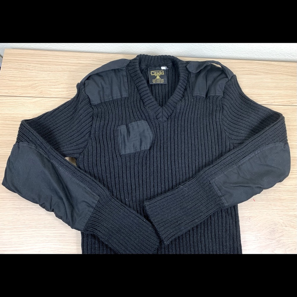 Vintage Citadel 100% Virgin Wool Black Military Sweater Dress Mens Size 44